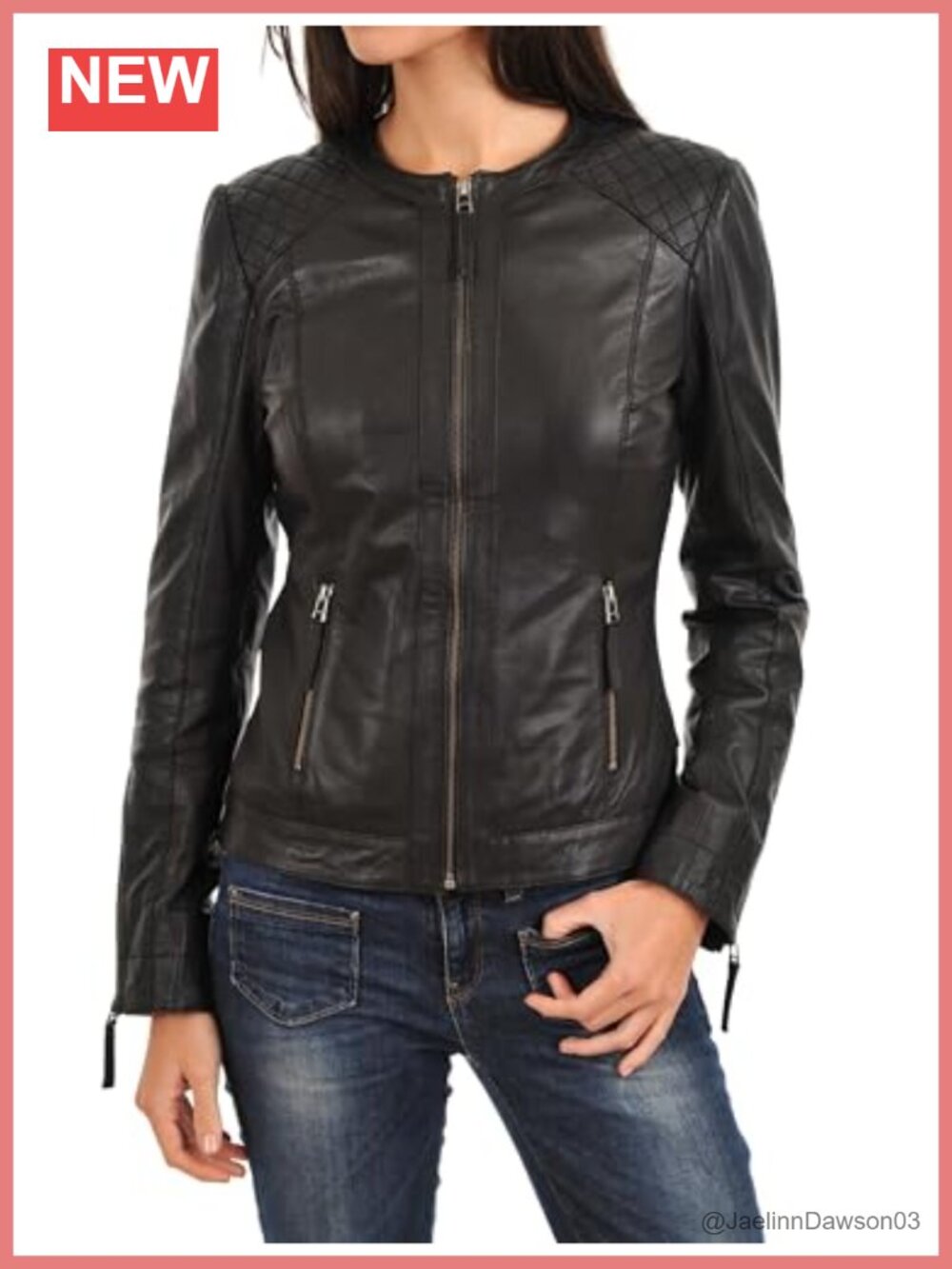Lambskin Leather Bomber Biker Jacket Slim Fit Zip Moto Outerwear